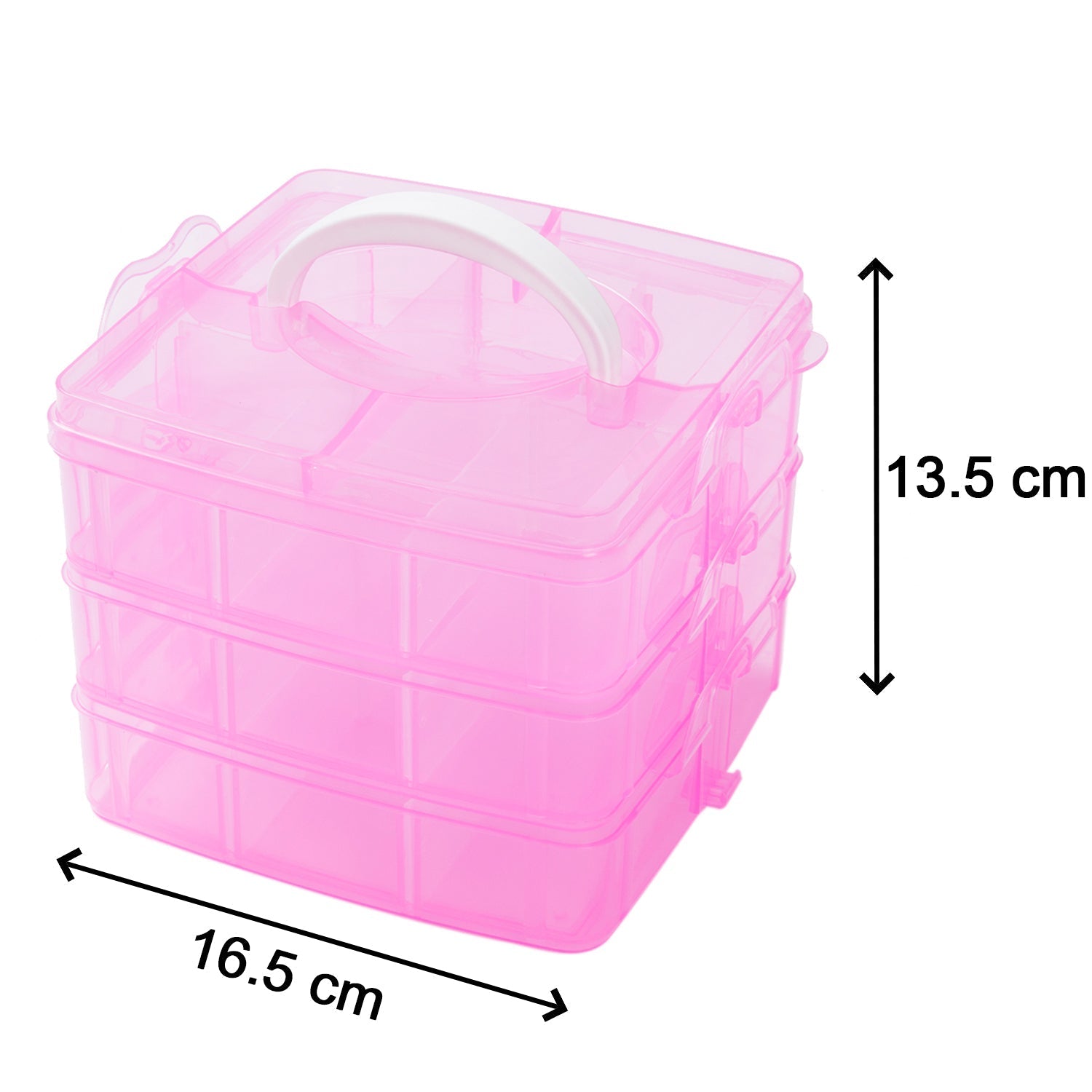 2644 3-Tier 18 Sections Transparent Stackable Adjustable Compartment Slot Plastic Craft Storage Box 