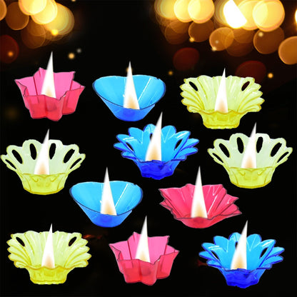 Plastic Candle Cup with Multi Shape Diwali Diya Cup (Multicolor) (12 Pcs Set)