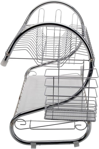 STAINLESS STEEL RECTANGLE DISH DRAINER RACK / BASKET WITH DRIP TRAY