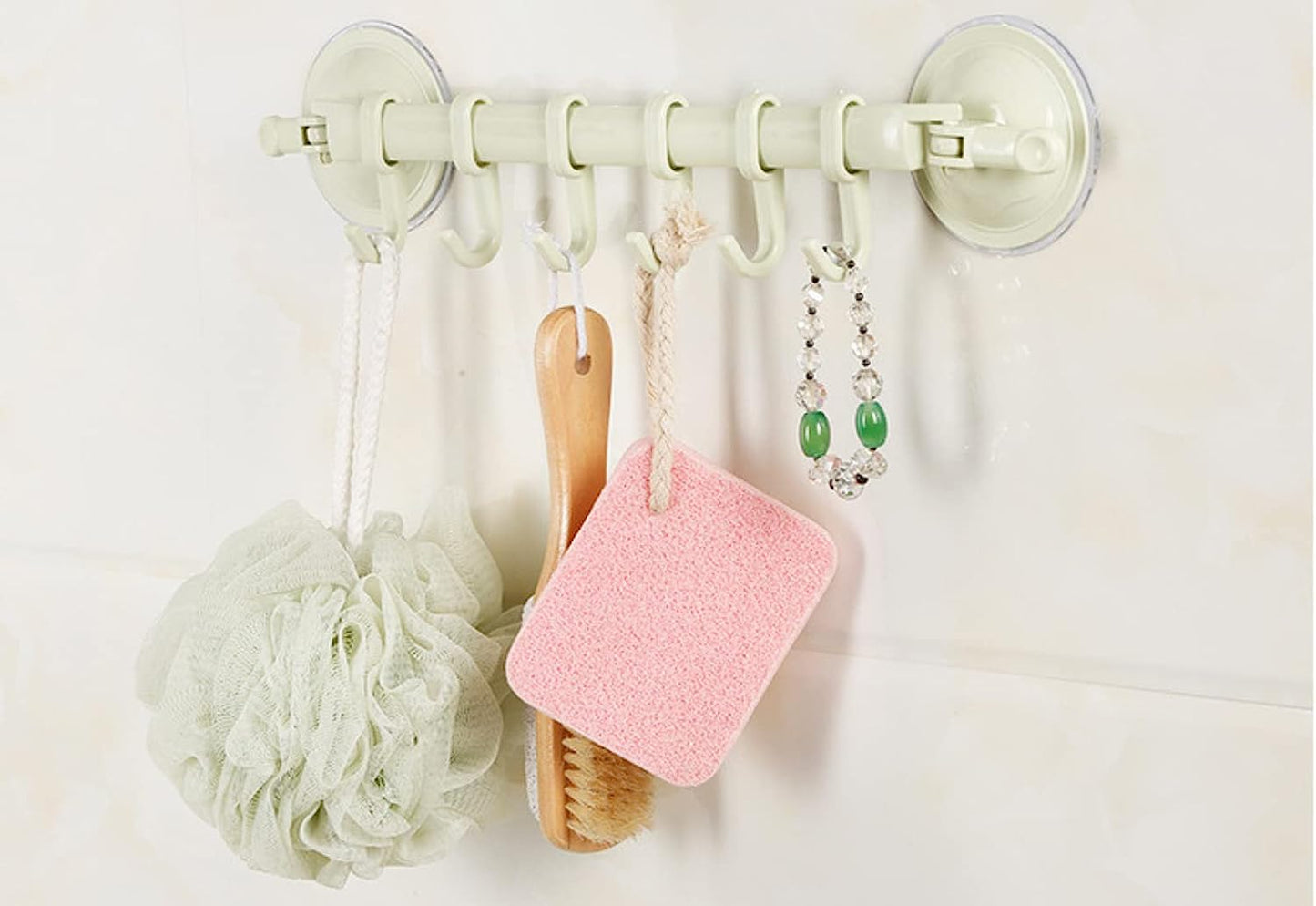 Towel Bar, Towel Holder with Moveable Hooks, Utensil Hanger in Kitchen I Bathroom, No Drill Easy to Install Hanging Rack