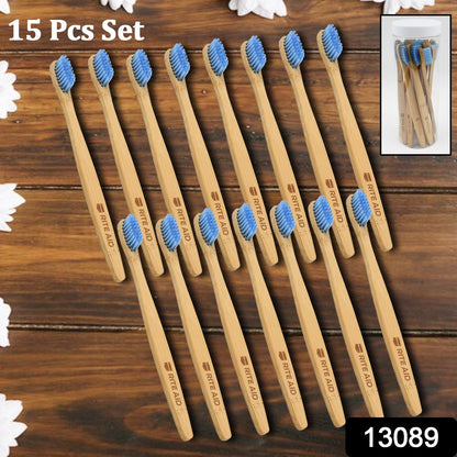 Bamboo Wooden Toothbrush Soft Toothbrush Wooden Child Bamboo Biodegradable Toothbrush, Manual Toothbrush for Adult, Kids (15 pcs set / With Round Box)