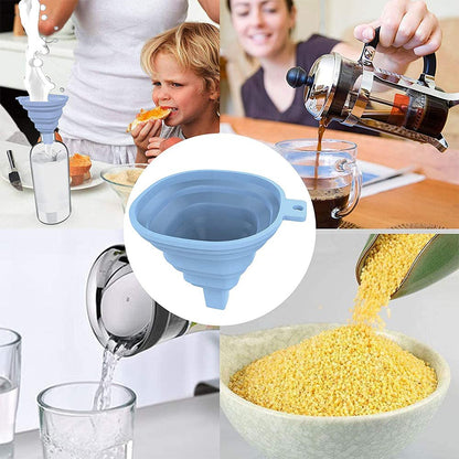 0828 Flexible Silicone Foldable Kitchen Funnel for Liquid/Powder Transfer Hopper Food (Small) 