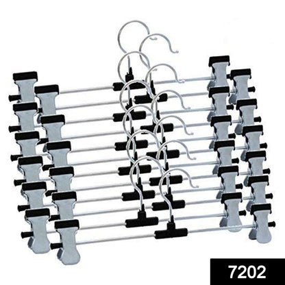 7202 Hangers with 2-Adjustable Anti-Rust Clips (Pack of 12) 