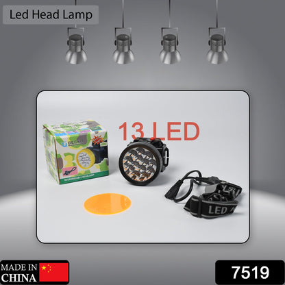 HEAD LAMP 13 LED LONG RANGE RECHARGEABLE HEADLAMP ADJUSTMENT LAMP USE FOR FARMERS, FISHING, CAMPING, HIKING, TREKKING, CYCLING