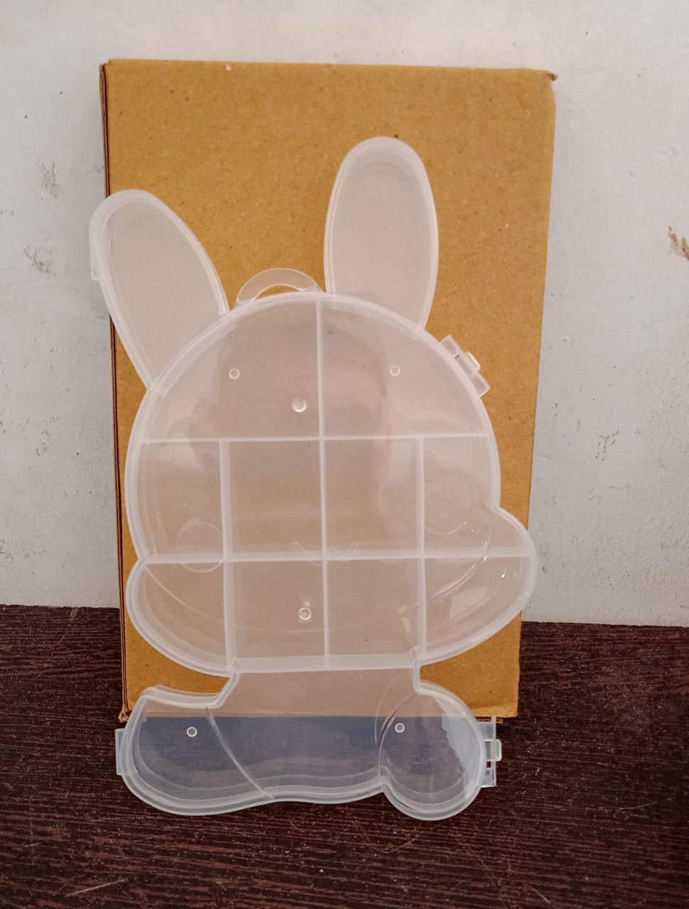 Transparent Cartoon Bear Clear Plastic Storage Box Jewelry Organizer Holder Cabinets For Small objects (1 Pc Mix Color)