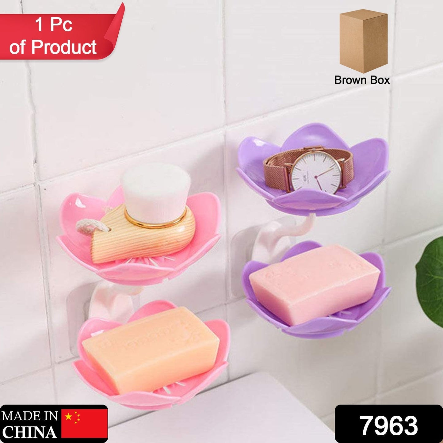 Dabble Layer Flower Self Draining Soap Dish Holder, Bathroom Shower Soap Holder Dish Storage Plate Tray for Bathroom, Kitchen, Bathtub