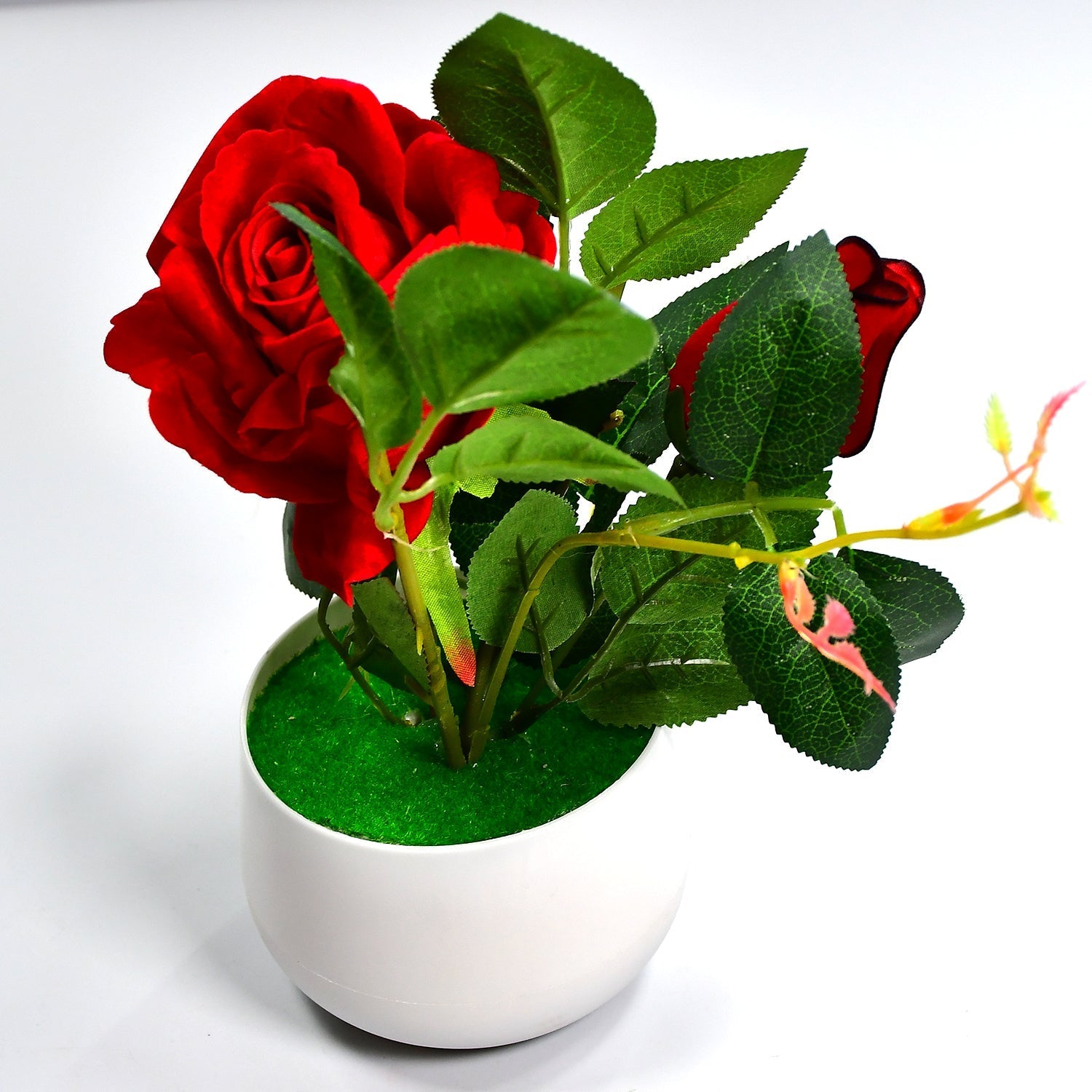 4863 Artificial Rose Flower Plant With Pot, For Home Office Or Gift 