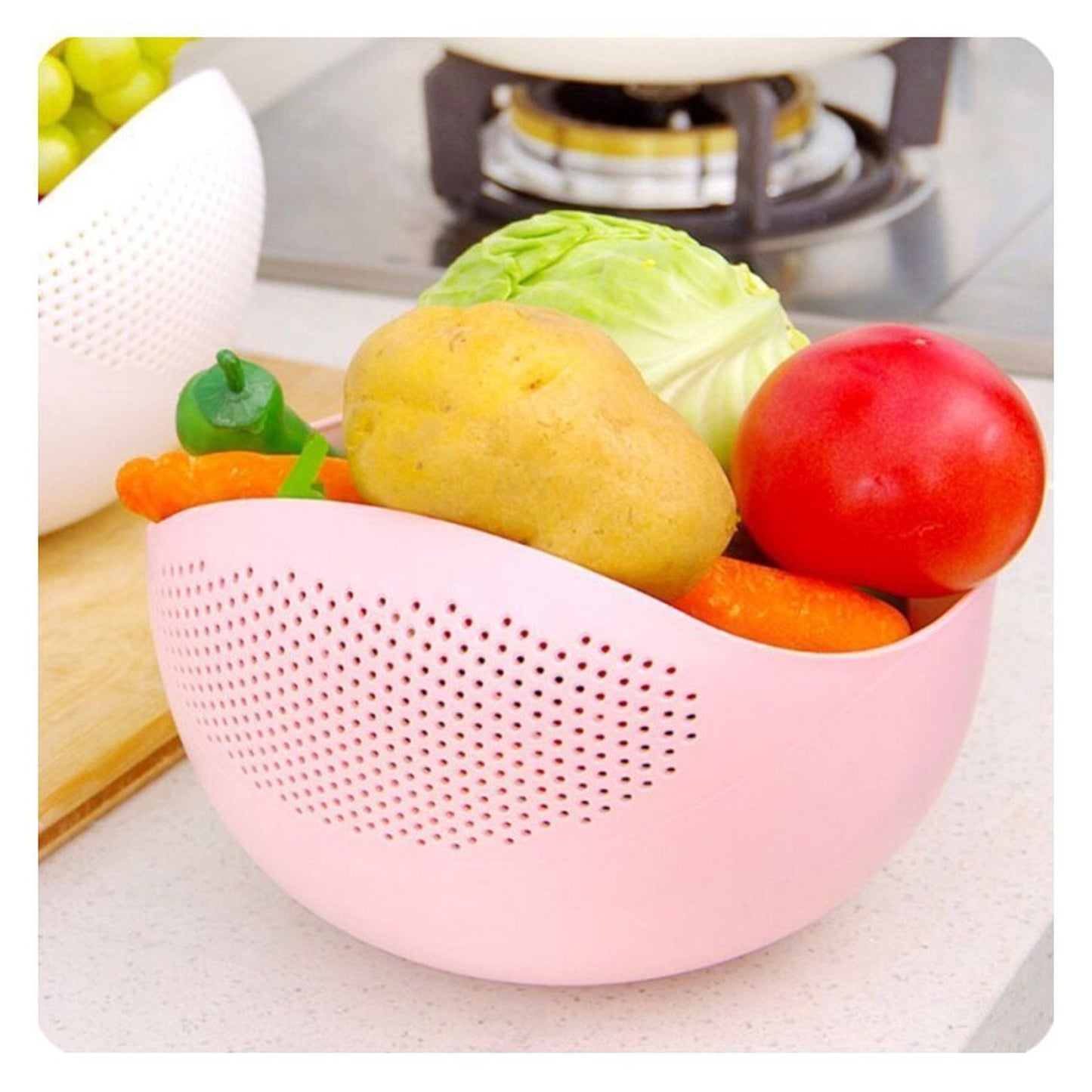 2015 Plastic Rice Bowl/Food Strainer Thick Drain Basket with Handle for Rice, Vegetable & Fruit (set of 3pcs With Brown box) 