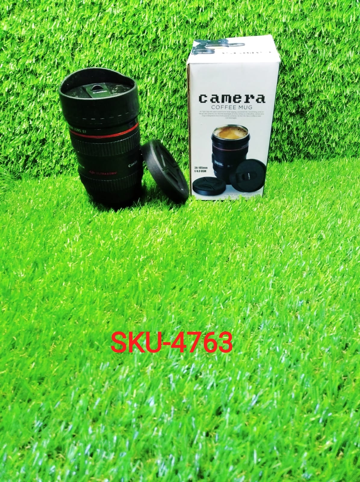 4763 Plastic Camera Lens Stainless Steel Coffee Mug 