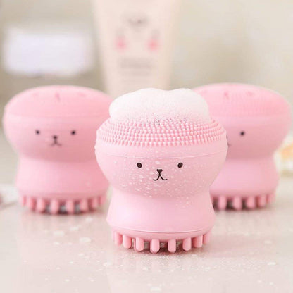 Facial Cleansing Brushes, Cute Octopus Shape Silicone Face Scrubber Massager Skincare Tool (1PC)