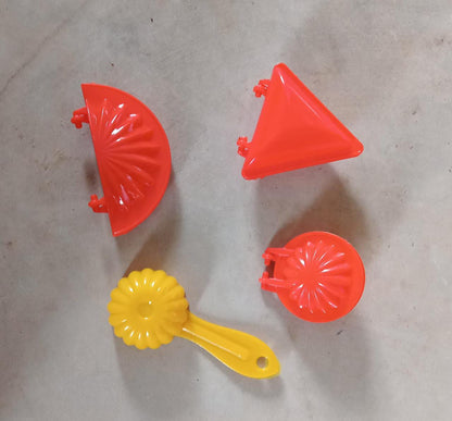 2403 4 Pcs Plastic Red Kitchen Tool Mould Dough Press