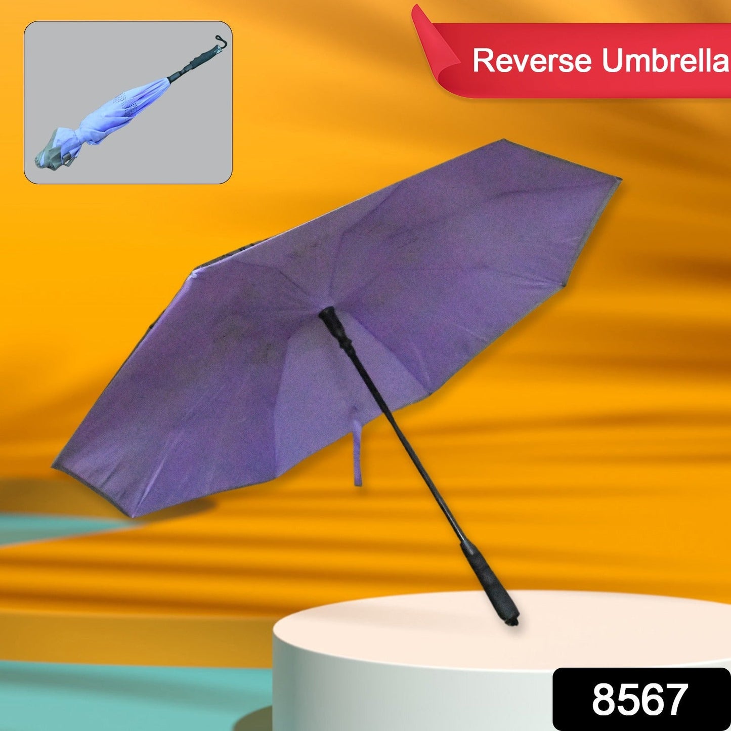 8567 Travel Umbrella Windproof Umbrella Compact Folding Reverse Umbrella Unique Folding Umbrella (1 pc)