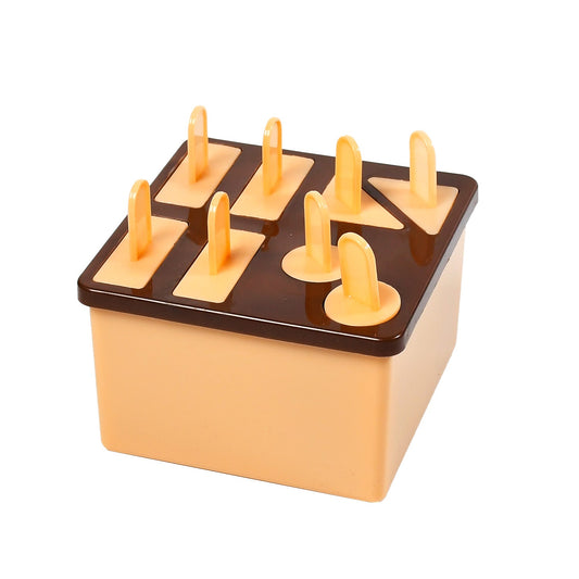 6316B  Plastic Kulfi Mould, Kulfi Moulds 8 pcs Tray Ice Cream Mould Reusable Frozen Kulfi Maker Popsicle Sticks Lolly Ice Popsicle Candy Mould for Children pink Color Brown Box 