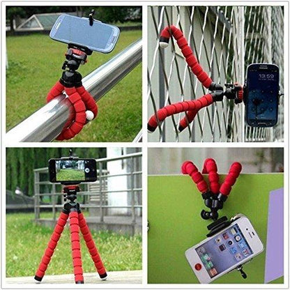 Portable Mini Octopus Tripod Stand with Phone Holder for Live Selfie, Mobile Phone Portable and Adjustable Stent