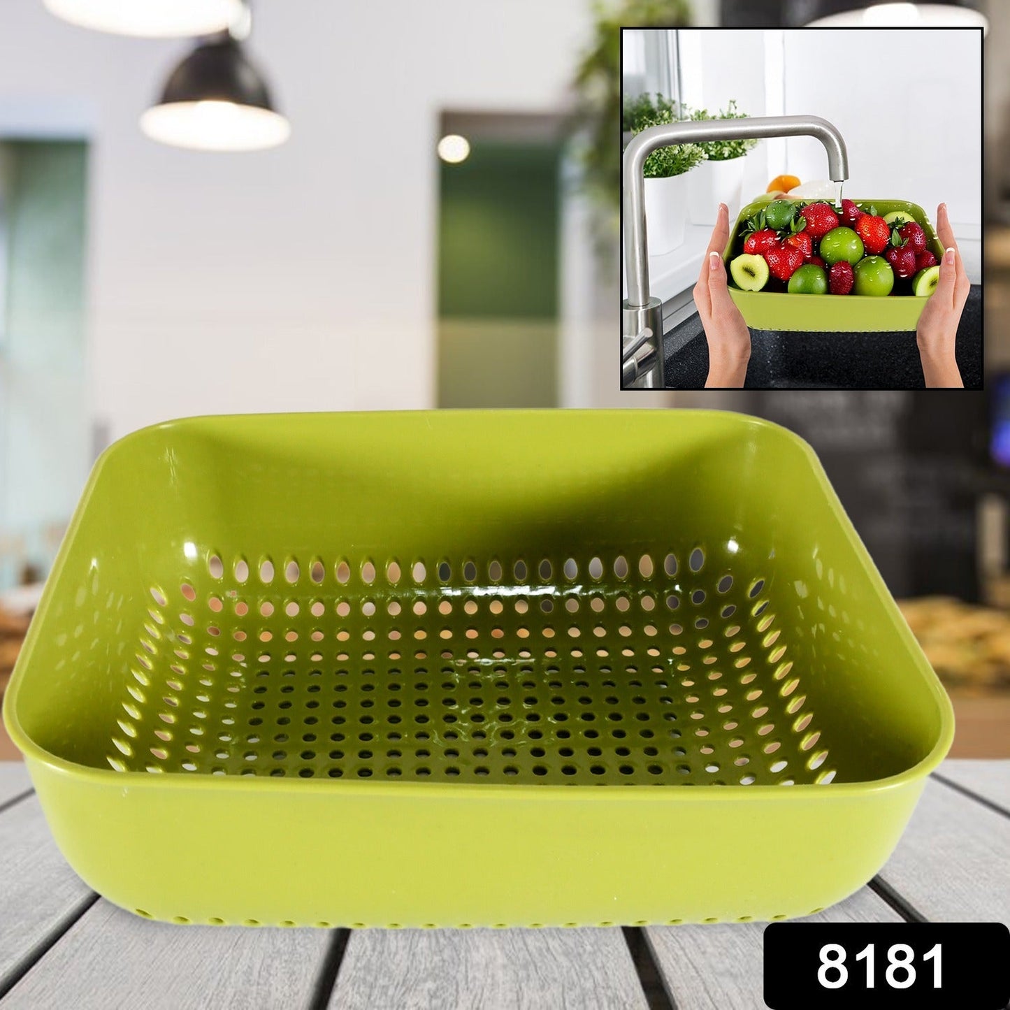 Multipurpose Small Plastic Kitchen Basket, Vegetables and Fruits Washing, Basket (20x17 Cm)