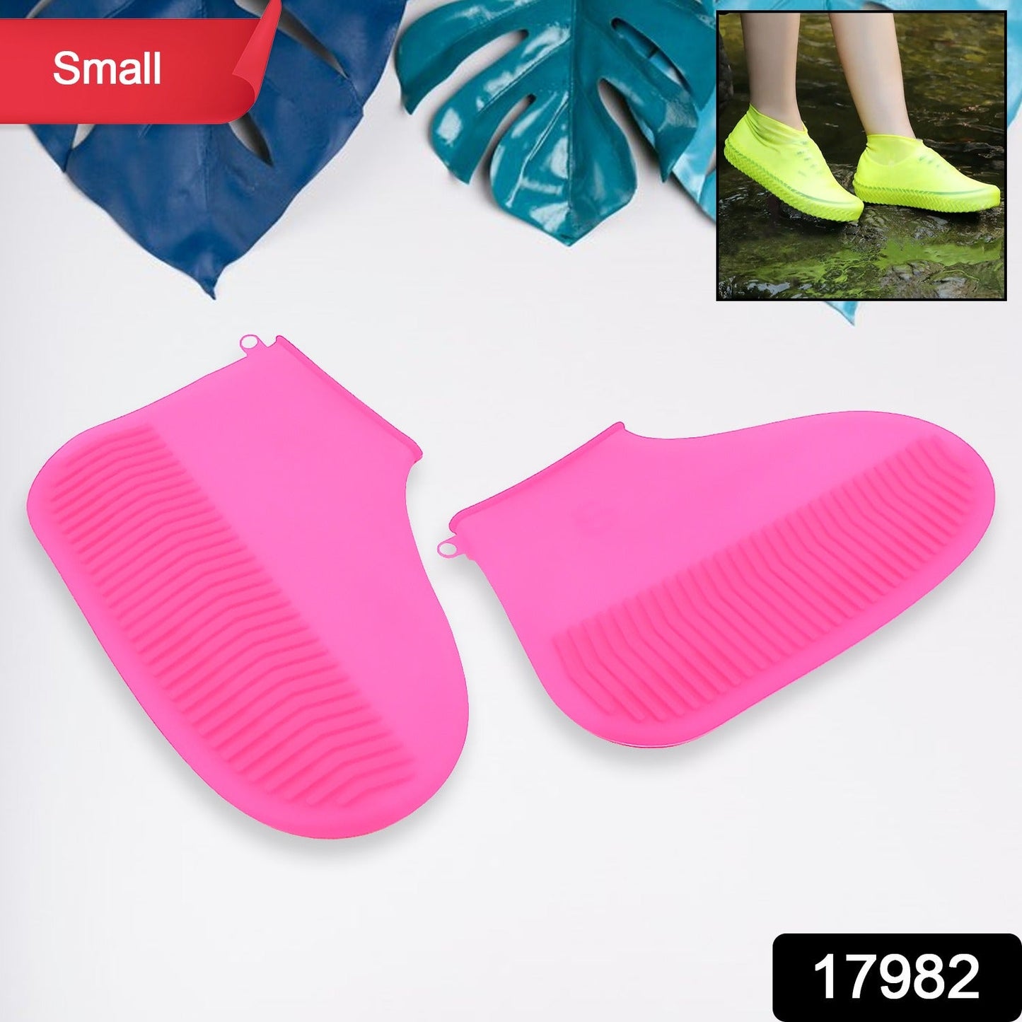 Non-Slip Silicone Rain Reusable Anti skid Waterproof Fordable Boot Shoe Cover (Small Size/ 1 Pair)