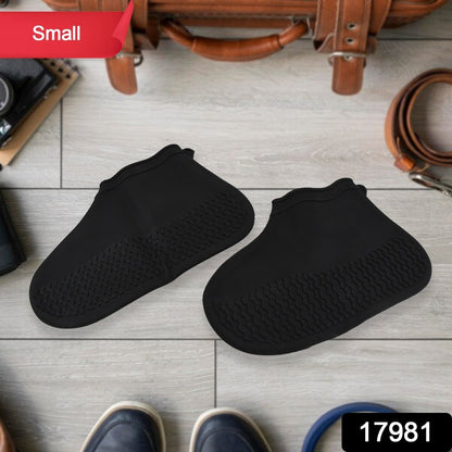 17981 Non-Slip Silicone Rain Reusable Anti skid Waterproof Fordable Boot Shoe Cover (Small Size/ 1 Pair)