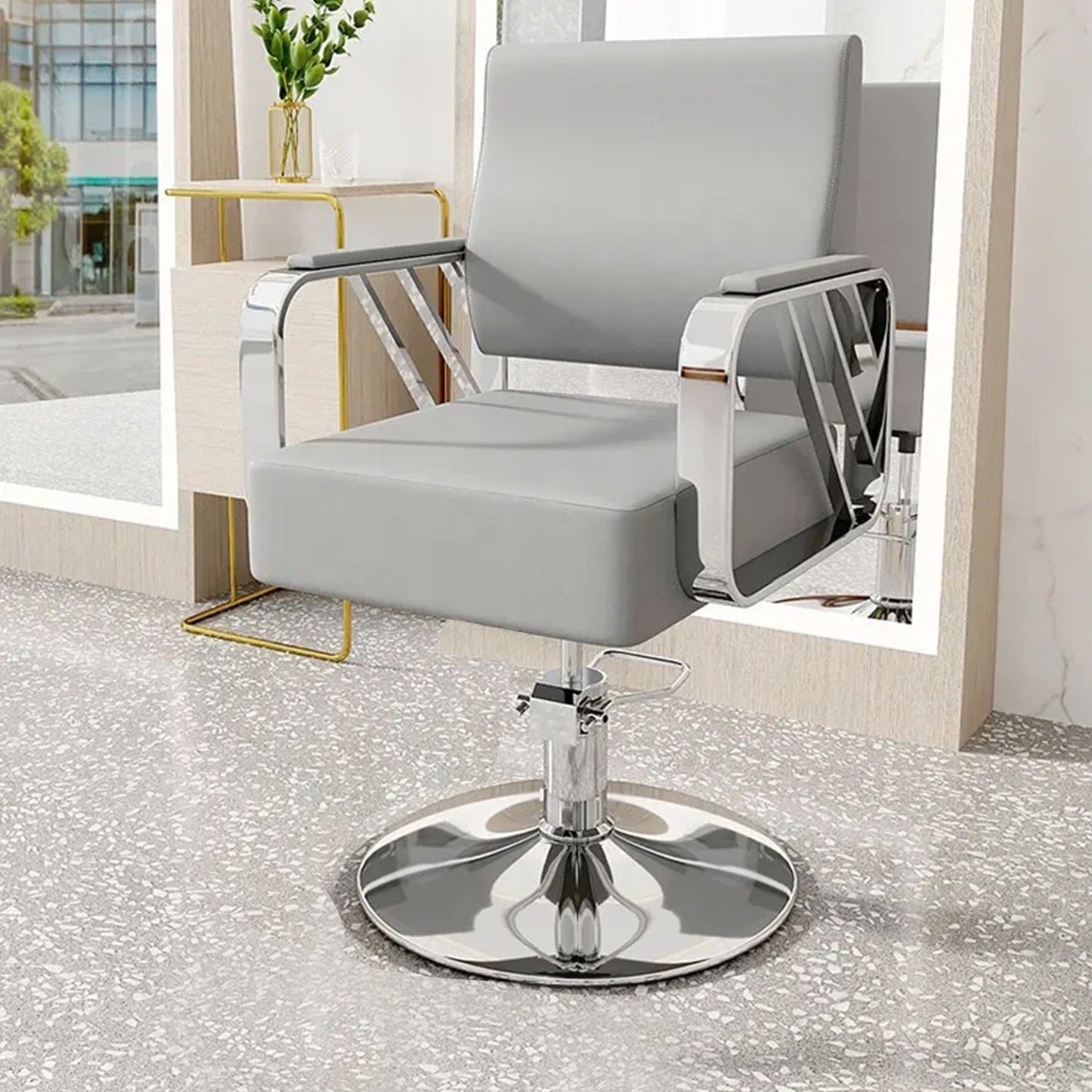 Modern Regular Chair with Hydraulic Lift for Home Office Hotel Cafe Chair (1 Unit Silver & Gold)