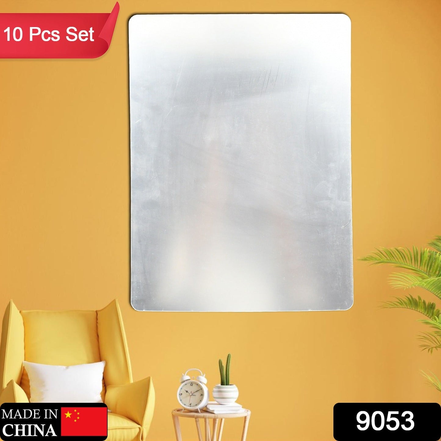 9053 10PC BIG SQUARE ADHESIVE-BATHROOM-MIRROR-WALL