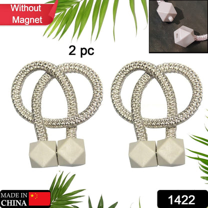 Non-Magnetic Curtain Tiebacks: Decorative Pearl Design (2 Pc, Plastic)