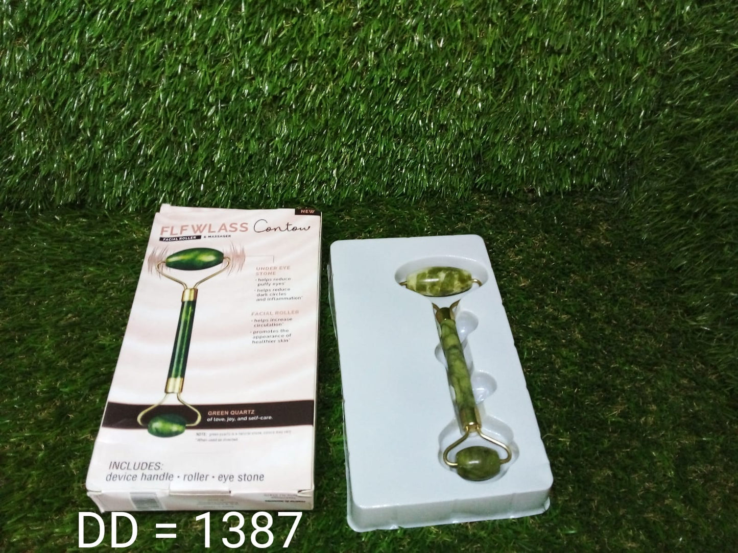 1387 Smooth Facial Roller & Massager Natural Massage Jade Stone 