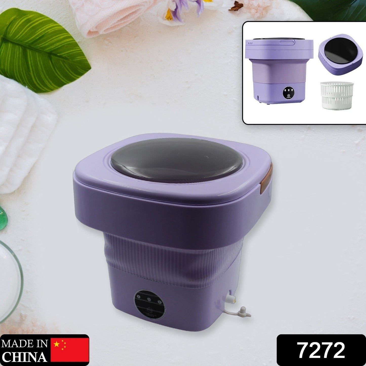 Mini Washing Machine Foldable Mini Washer with Drain Basket Portable Washing Machine Foldable for Laundry Travel Camping RV Baby Clothes