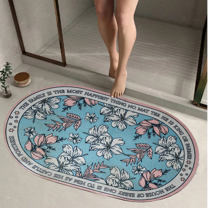 Floor Mat, Bath Mat, Door Mat Floral Pattern, Washable, Non-Slip, Stylish, Design Print Rug Mat, Stylish, Quality, Abrasion Resistant, Soundproofing, Hot Carpet, All Seasons, For Kitchen, Bedroom, Living Room (59x40 Cm)