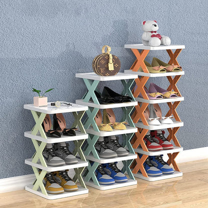 6 LAYER SHOE RACK DESIGN LIGHTWEIGHT ADJUSTABLE PLASTIC FOLDABLE SHOE CABINET STORAGE PORTABLE FOLDING SPACE SAVING SHOE ORGANIZER HOME AND OFFICE