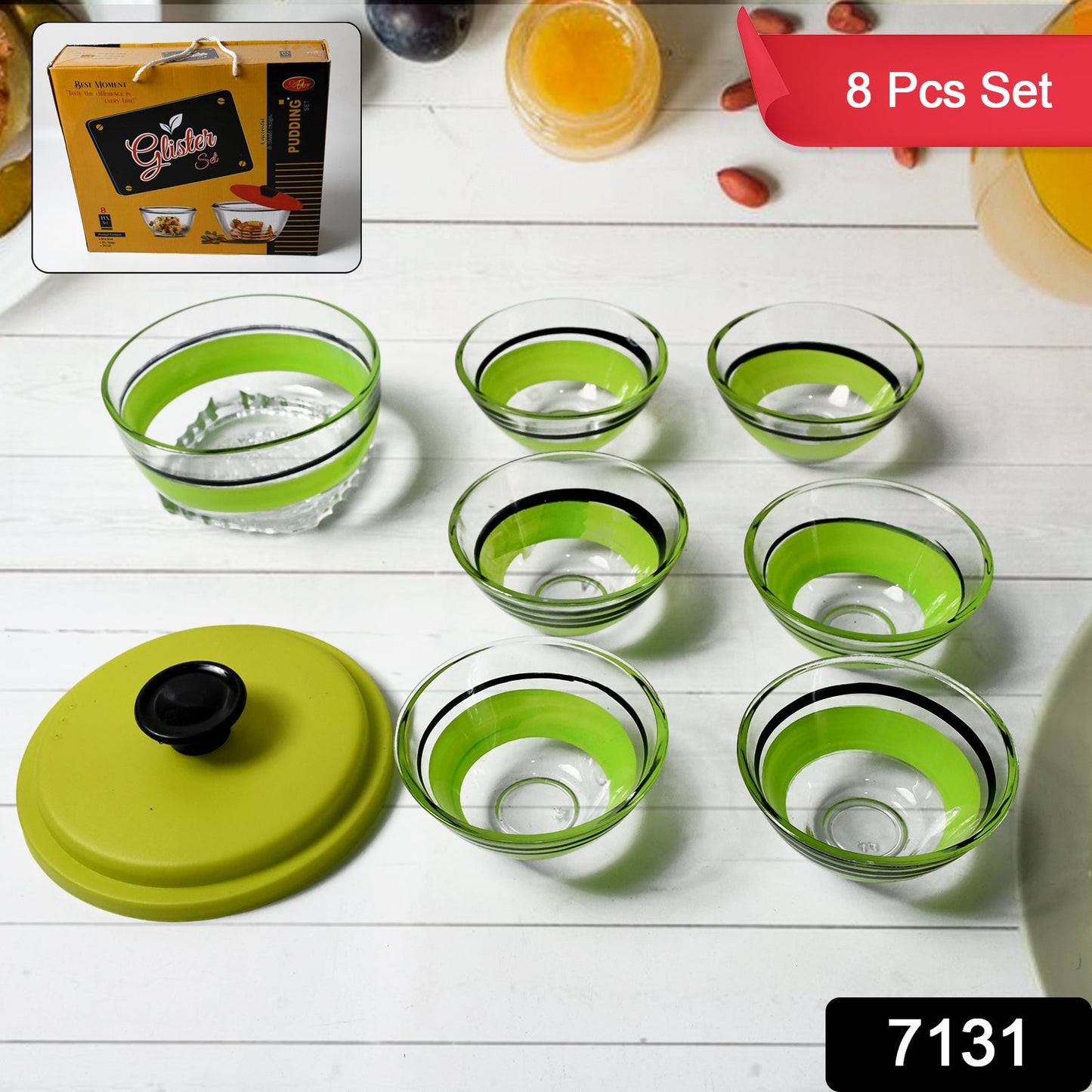 7131 Bowl Set 8pc Crockery Store Glass Bowls Set Serving Dry-Fruits, Sweets, Candy ( 8 pcs )